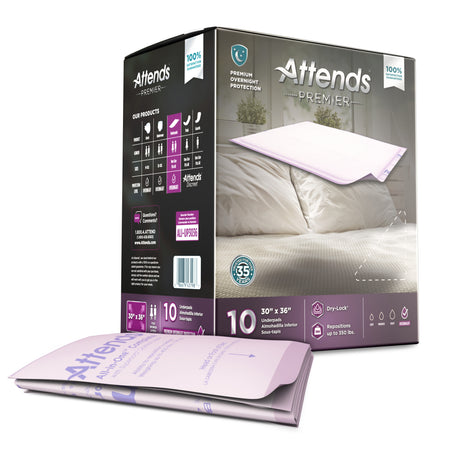 Attends Premier Underpad, 30 x 36 Inches-Disposable Underpad Attends Premier 30 X 36 Inch Dry-Lock Core Heavy Absorbency