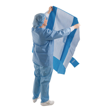 Smart-Fold H650 Sterilization Wrap, 40 x 55 Inch-SMART-FOLD* H650 Sterilization Wrap White / Blue 40 X 55 Inch Dual Layer SMS Polypropylene Steam / EO Gas / Hydrogen Peroxide