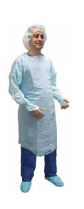 Precept Medical Products Over-the-Head Protective Procedure Gown-Protective Procedure Gown Precept One Size Fits Most Blue NonSterile ASTM F1671 Disposable