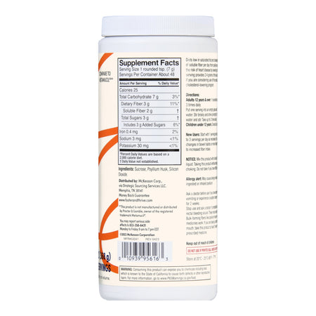 Foster & Thrive Fiber Powder Original Texture Unflavored-Fiber Supplement Foster & Thrive Original Flavor Powder 13 oz. Psyllium Husk