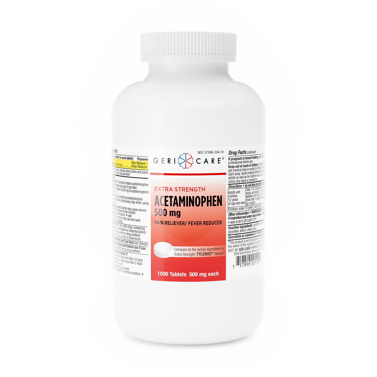 Geri-Care Acetaminophen Pain Relief-"Pain Relief Geri-Care 500 mg Strength Acetaminophen Tablet 1,000 per Bottle"