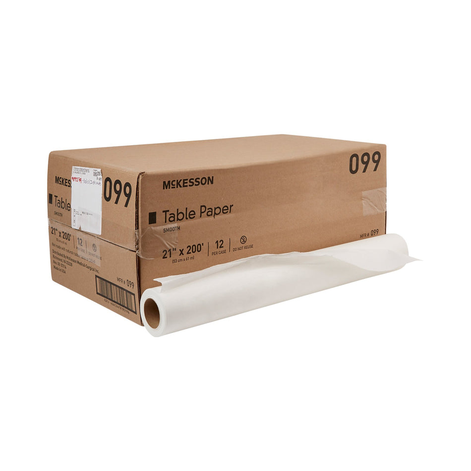 McKesson Smooth Table Paper, 21 Inch x 200 Foot, White-Table Paper McKesson 21 Inch Width 200 Foot Length White Smooth