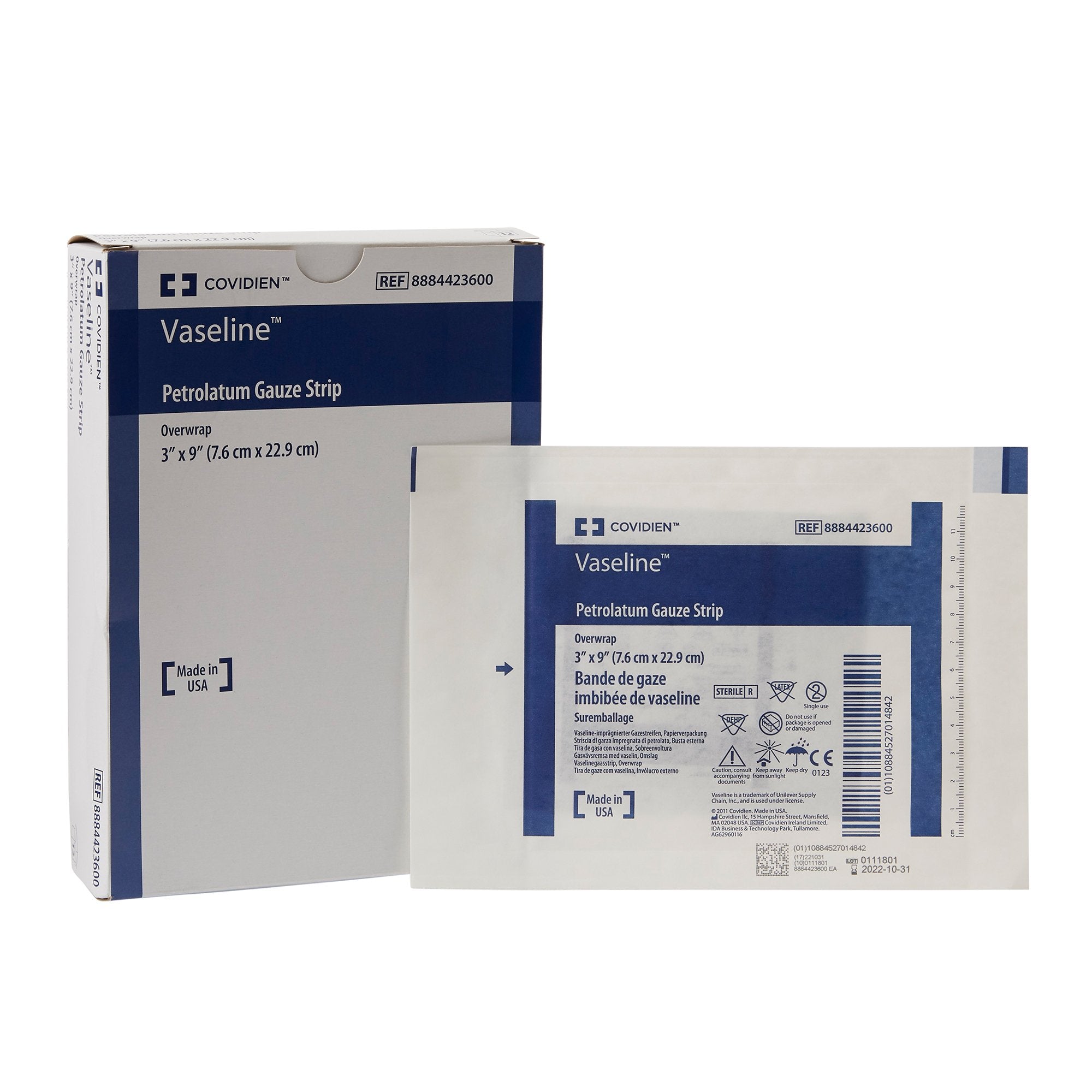 Vaseline Petrolatum Impregnated Dressing, 3 x 9 Inch-Petrolatum Impregnated Dressing Vaseline Rectangle 3 X 9 Inch Sterile