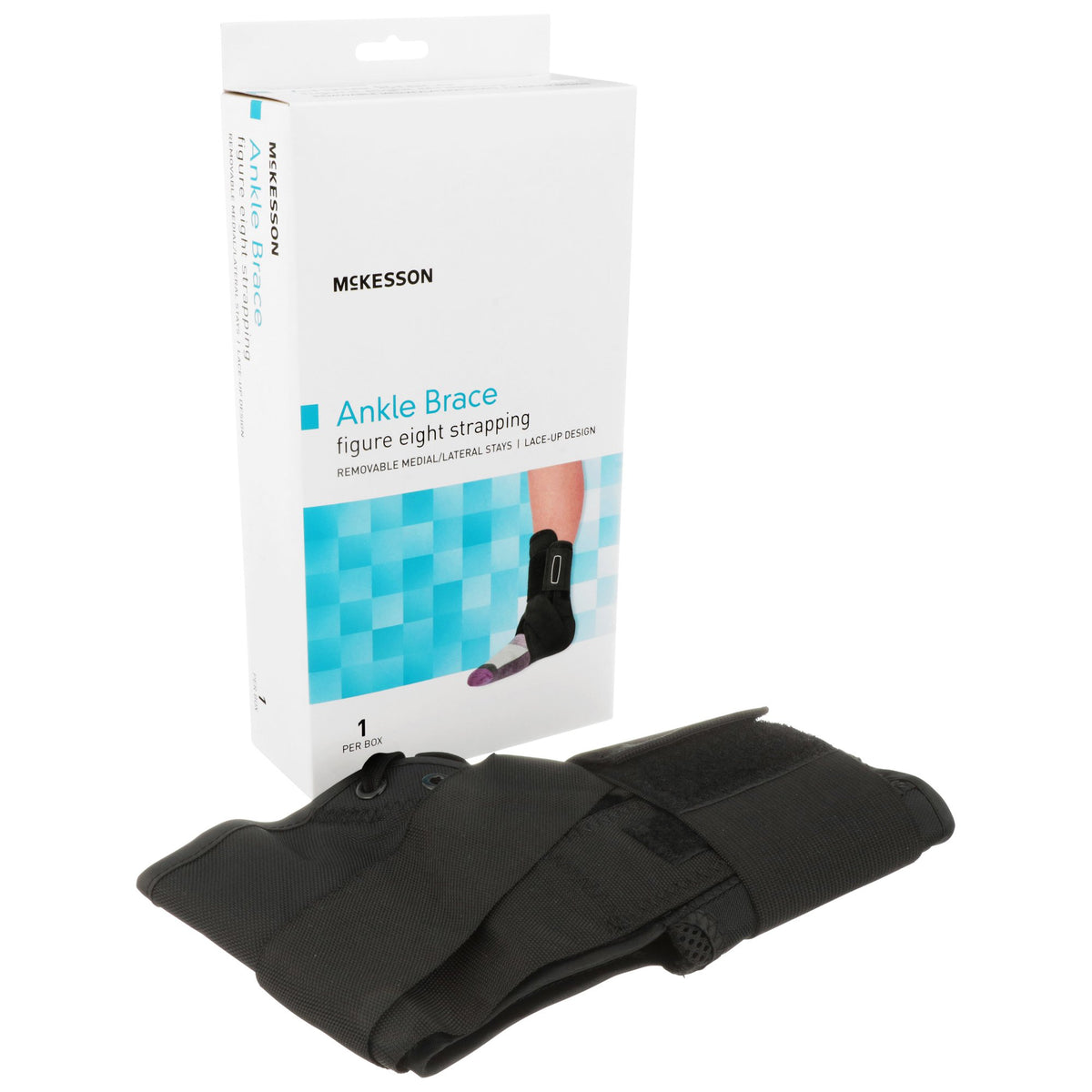 McKesson Low Profile / Open Heel / Open Toe Ankle Brace, Medium-Ankle Brace McKesson Medium Lace-Up / Figure-8 Strap / Hook and Loop Closure Foot