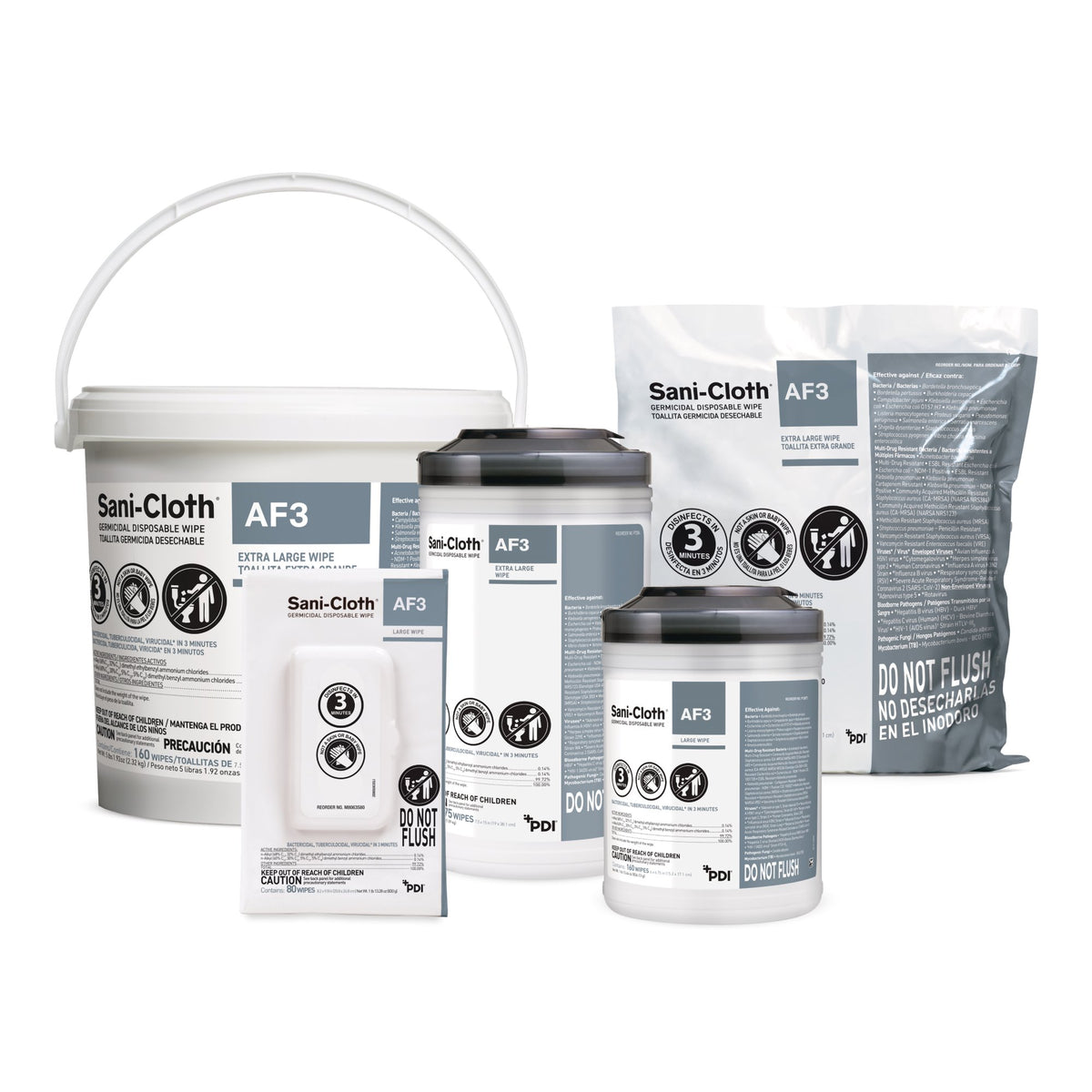 Sani-Cloth AF3 Germicidal Extra Large Disinfectant Wipes, Refill Bag, 160 ct.-Sani-Cloth AF3 Surface Disinfectant Cleaner Refill Premoistened Germicidal Manual Pull Wipe 160 Count Bag Mild Scent NonSterile