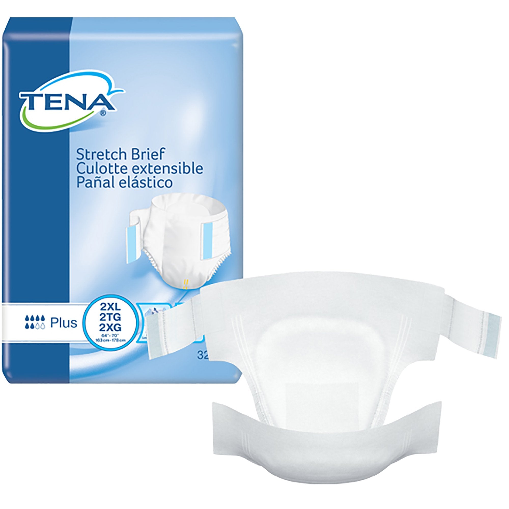 Tena Stretch Plus Incontinence Brief, 2X-Large-Unisex Adult Incontinence Brief TENA Stretch Plus 2X-Large Disposable Moderate Absorbency