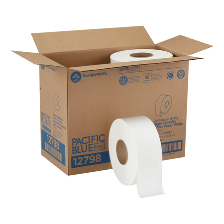 envision Toilet Tissue-Toilet Tissue Pacific Blue Basic White 2-Ply Jumbo Size Cored Roll Continuous Sheet 3-1/5 Inch X 1000 Foot