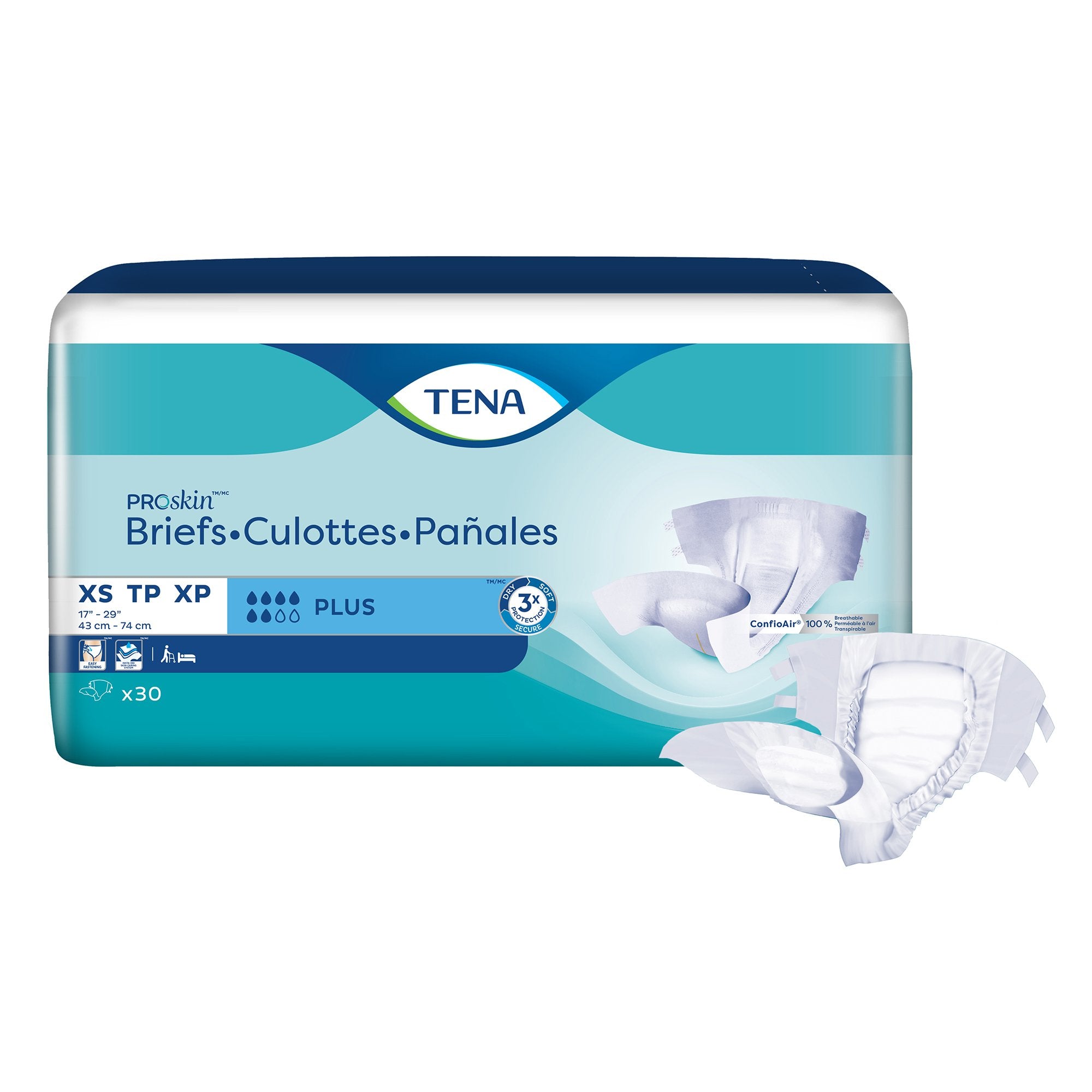 Tena ProSkin Incontinence Brief, Extra Small-Unisex Adult Incontinence Brief TENA ProSkin Plus X-Small Disposable Moderate Absorbency