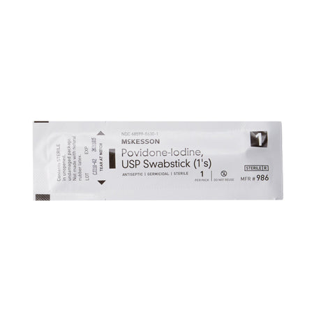 McKesson Impregnated Swabstick, 10% Strength, Povidone Iodine, Individual Packet-Impregnated Swabstick McKesson 10% Strength Povidone-Iodine Individual Packet Sterile
