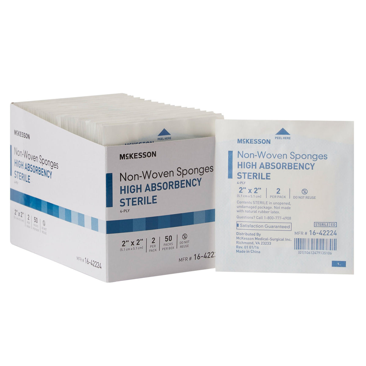 McKesson Sterile Nonwoven Sponge, 2 x 2 Inch, Four Ply - Wound Care>General Wound Care>General Purpose Dressings>Gauze Dre...