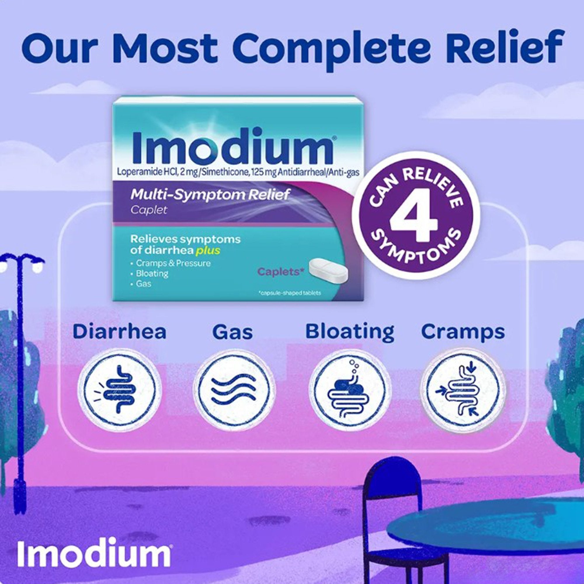 Anti-Diarrheal Imodium® Multi-Symptom 125 mg - 2 mg Strength Caplet 18 per Box