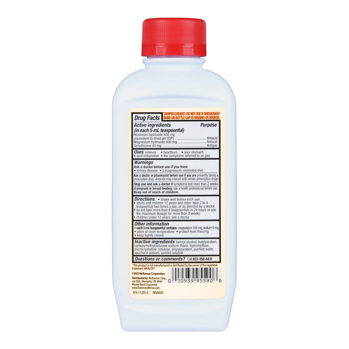 Foster & Thrive Maximum Strength Antacid & Antigas Alumina, Magnesia and Simethicone Oral Suspension Cherry-Antacid Foster & Thrive 400 mg - 40 mg Strength Liquid 12 oz.