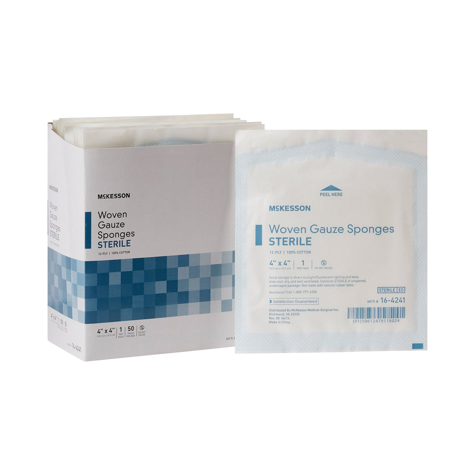 McKesson Sterile Gauze Sponge, 4 x 4 Inch, 12-Ply-Gauze Sponge McKesson 4 X 4 Inch 12-Ply Sterile 1 per Pack