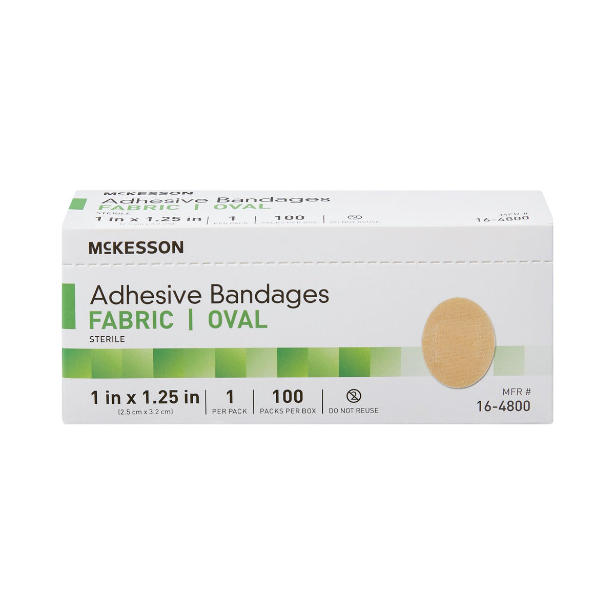 McKesson Oval Tan Adhesive Strip, 1 x 1-1/4 Inch-Adhesive Strip McKesson 1 X 1-1/4 Inch Fabric Oval Tan Sterile