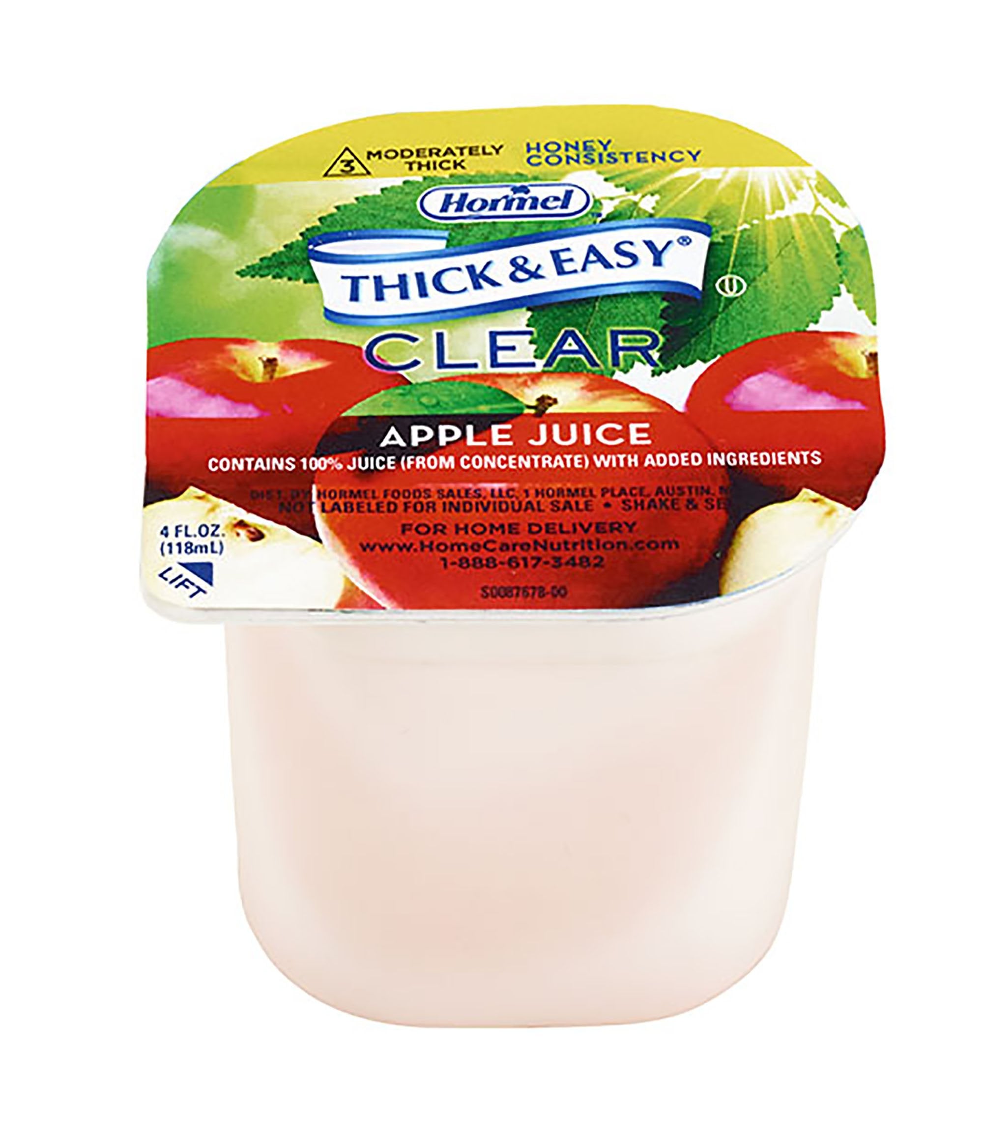 Thick & Easy Clear Honey Consistency Apple Thickened Beverage, 4-ounce Cup-Thickened Beverage Thick & Easy 4 oz. Portion Cup Apple Flavor Liquid IDDSI Level 3 Moderately Thick/Liquidized