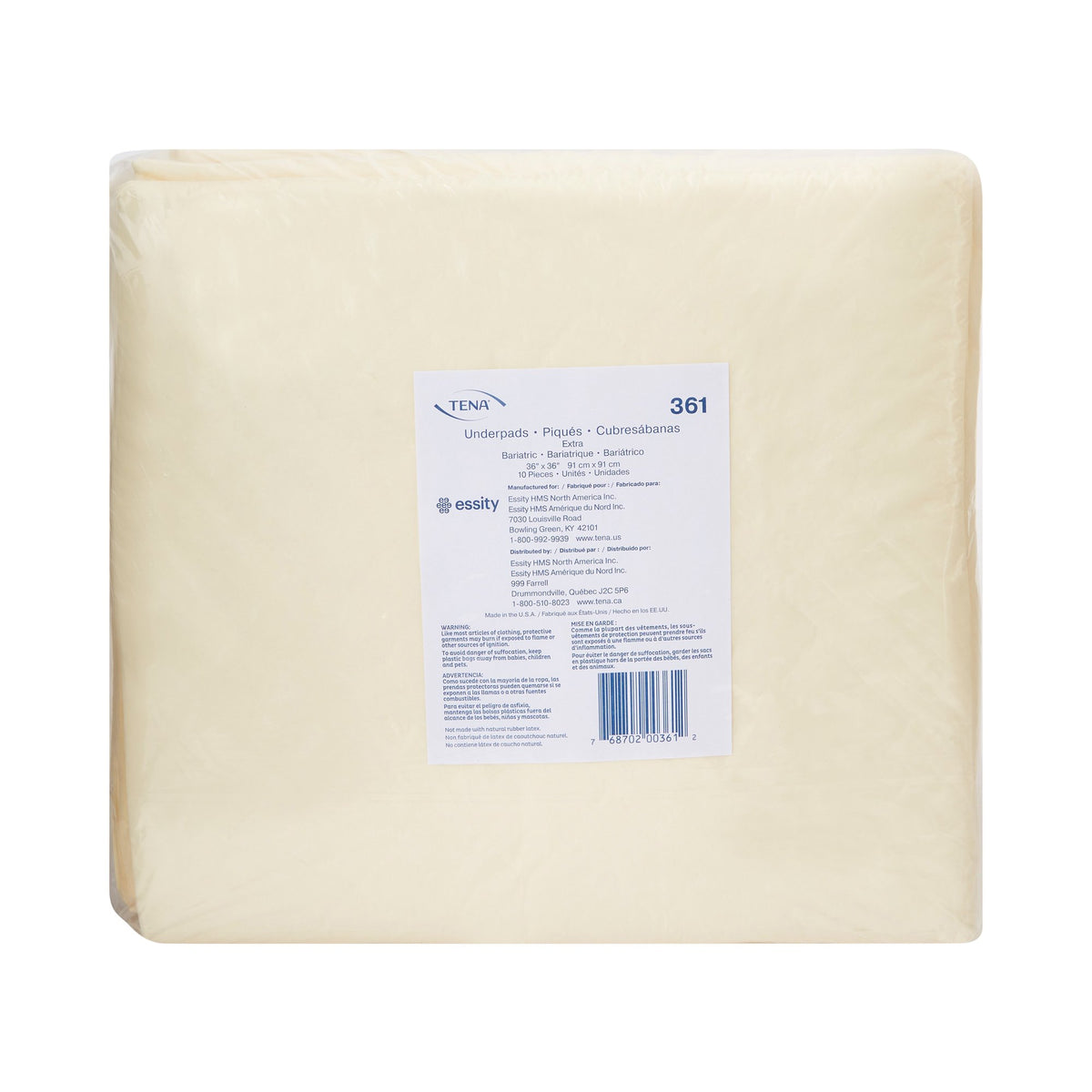 TENA Underpad Extra, 36" x 36", Disposable, Light Absorbency - Incontinence>Underpads - Essity HMS North America Inc