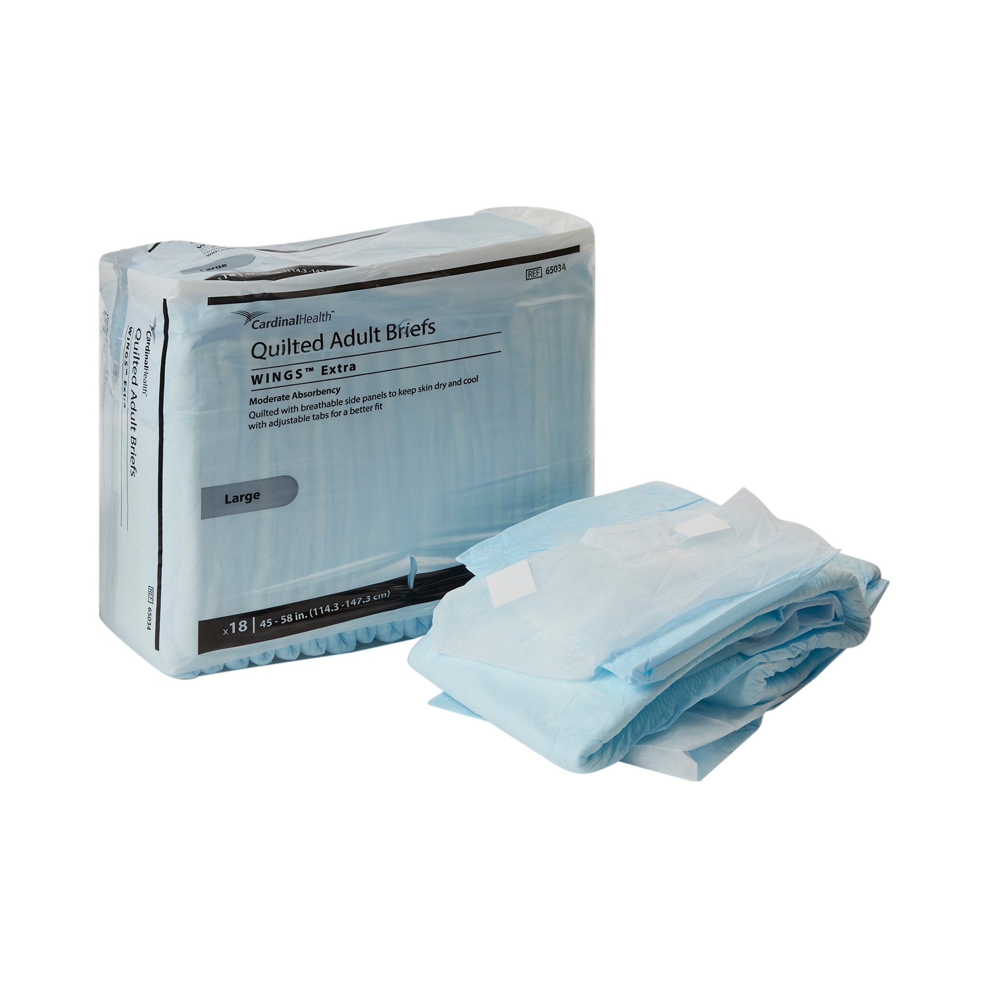 Simplicity Unisex Adult Incontinence Briefs, Moderate Absorbency, Large, Blue, 45 to 58 Inch Waist/Hip-Unisex Adult Incontinence Brief Wings Extra Quilted Large Disposable Moderate Absorbency