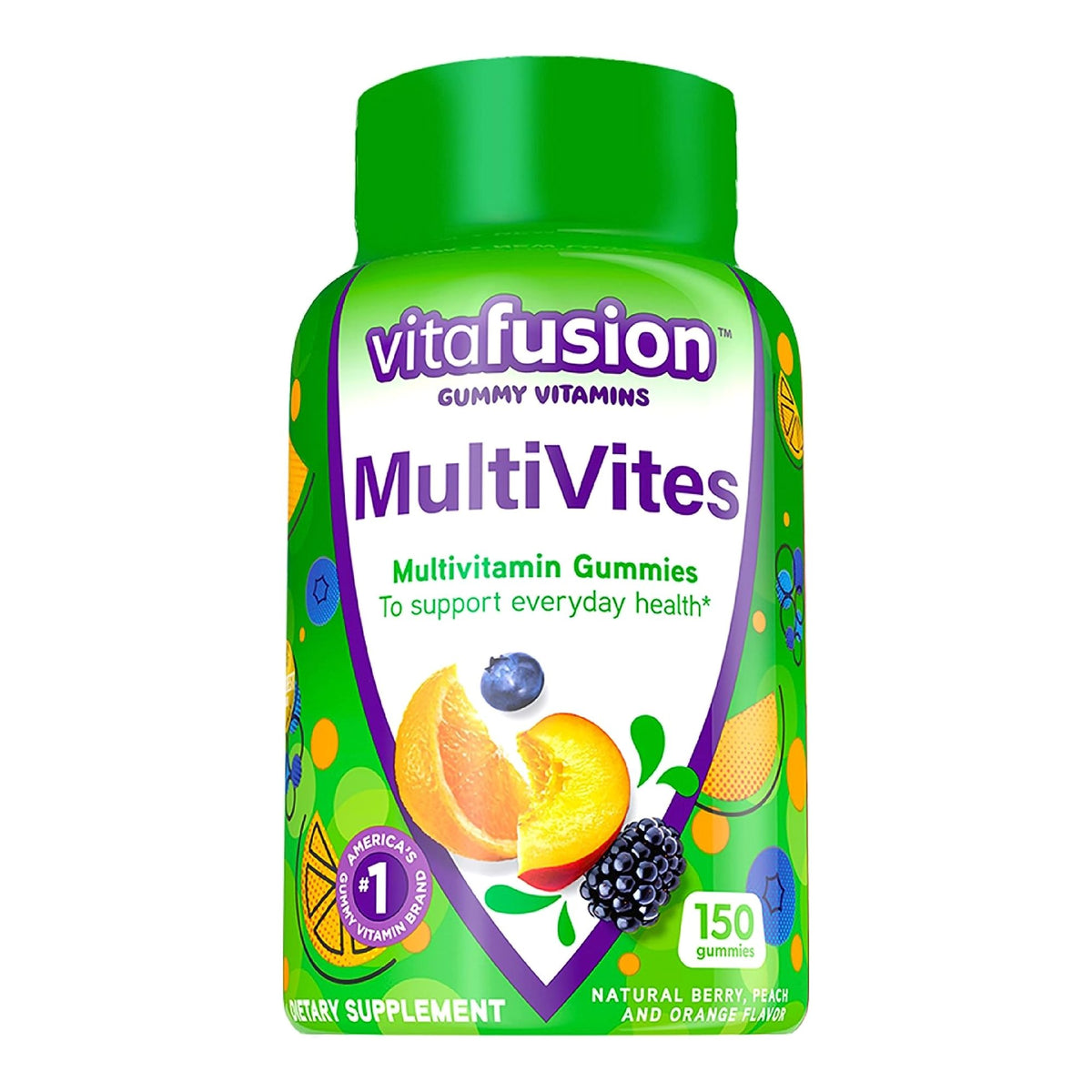 vitafusion MultiVites Gummies, Berry, Peach and Orange Flavors-"Multivitamin Supplement Vitafusion MultiVites Vitamin A / Ascorbic Acid / Vitamin D 2,500 IU - 800 IU - 20 mg Strength Gummy 150 per Bottle Assorted Fruit Flavor"