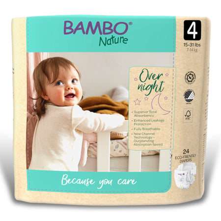 Bambo Nature Overnight Diapers, Size 4-Unisex Baby Diaper Bambo Nature Size 4 Disposable Heavy Absorbency