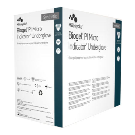 Biogel PI Micro Indicator Polyisoprene Surgical Underglove, Size 8.5, Blue-Surgical Underglove Biogel PI Micro Indicator Underglove Size 8.5 Sterile Polyisoprene Standard Cuff Length Smooth Blue Chemo Tested