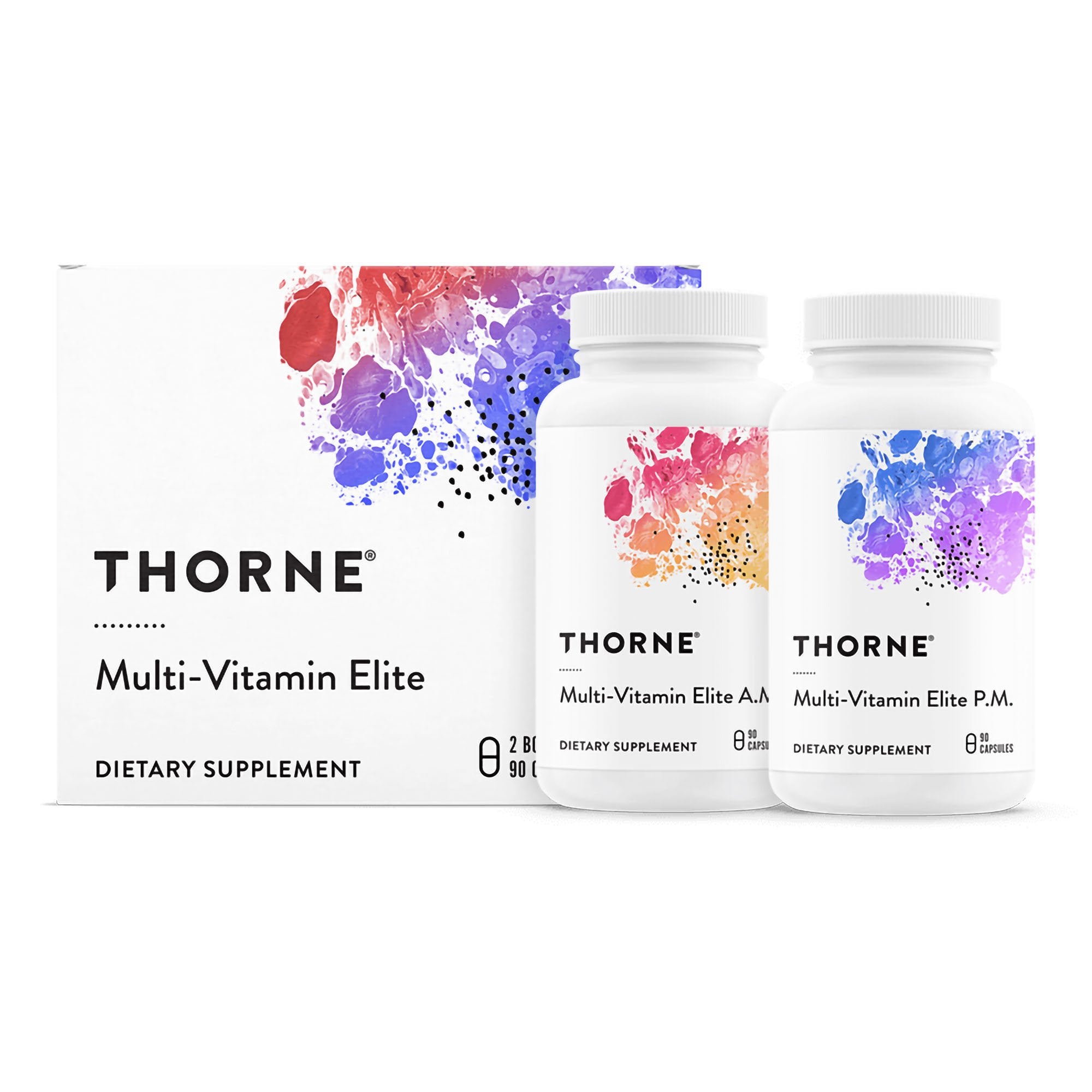 Thorne Multi-Vitamin Elite Dietary Supplement-"Dietary Supplement Pack THORNE Multi-Vitamin Elite Vitamin A, C, D, E, K Various Strengths Capsule 90 Per Bottle"