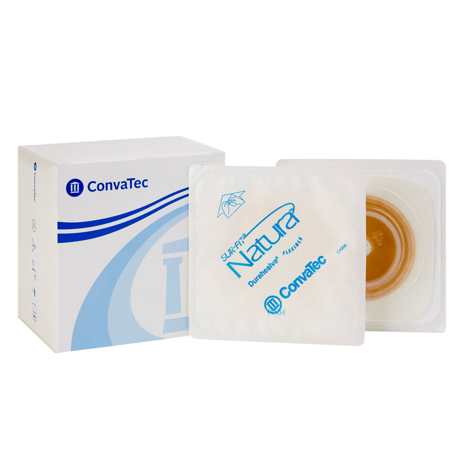 Sur-Fit Natura Colostomy Barrier With 1-1 Inch Stoma Opening, White-"Ostomy Barrier Sur-Fit Natura Durahesive Trim to Fit, Extended Wear Durahesive Adhesive 45 mm Flange Hydrocolloid 1 to 1-1/4 Inch Opening 4-1/2 X 4-1/2 Inch"