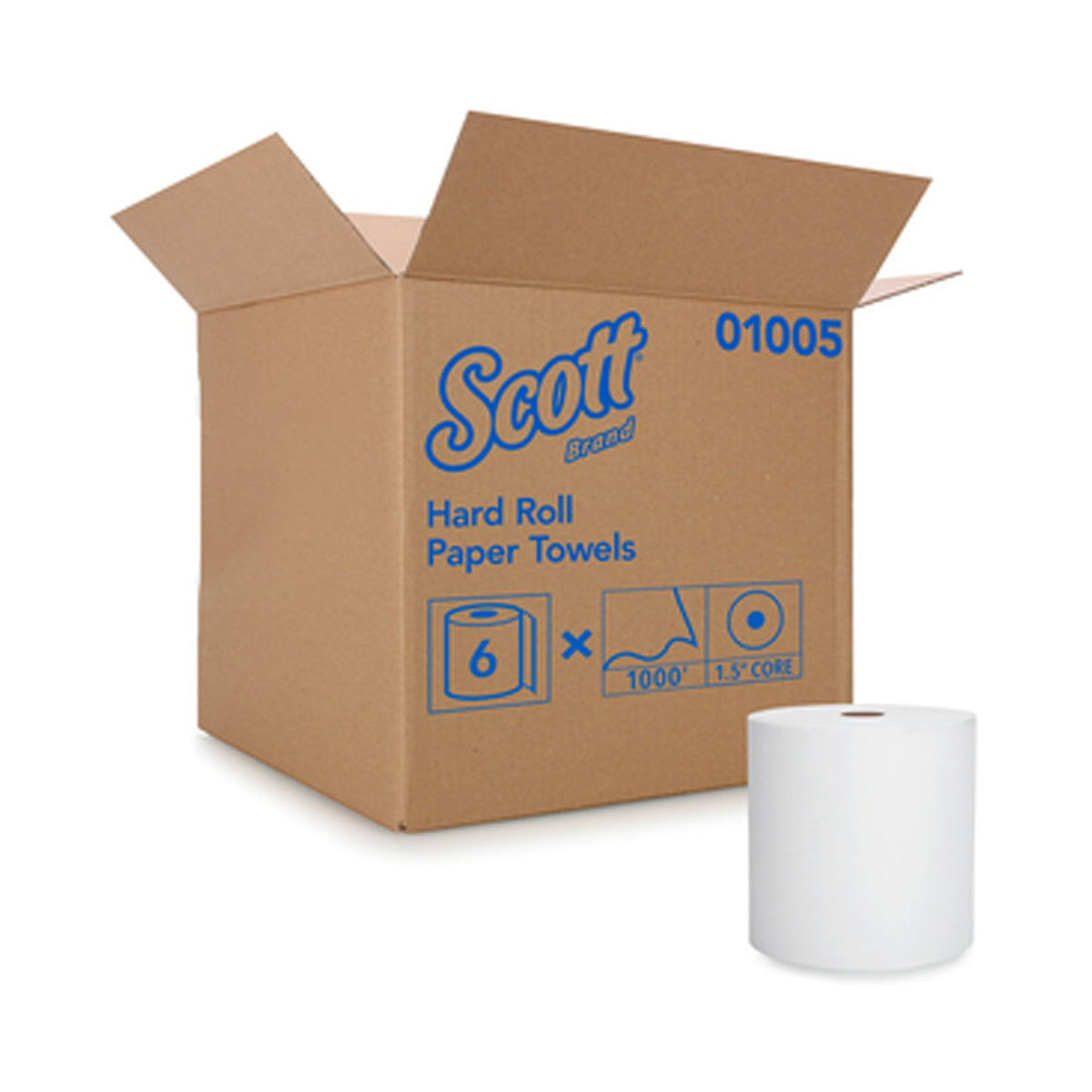 Scott Paper Towels, Hardwound, Continuous Roll, 8", White-Paper Towel Scott Hardwound Roll 8 Inch X 1000 Foot
