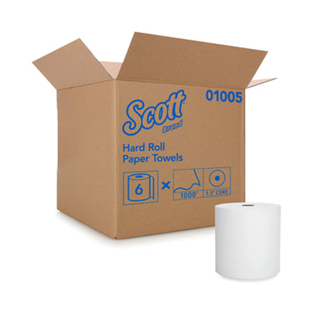 Scott Paper Towels, Hardwound, Continuous Roll, 8", White-Paper Towel Scott Hardwound Roll 8 Inch X 1000 Foot