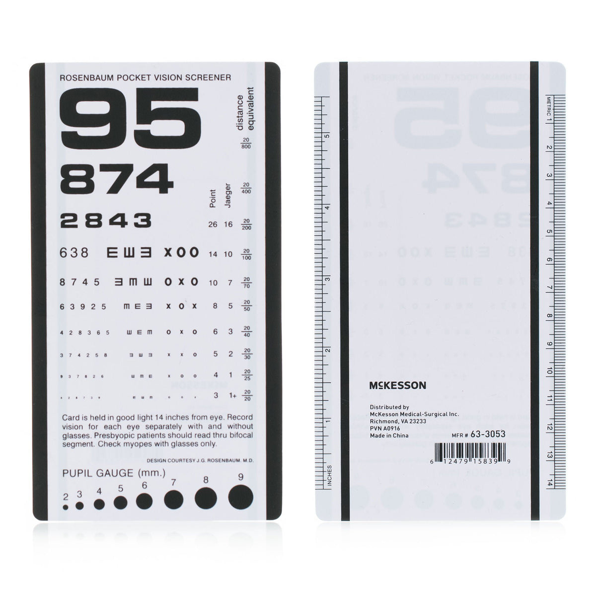 McKesson Eye Test Chart, 3-1/2 x 6-1/2 Inch - Diagnostic Instruments and Supplies>Optometry>Exam Charts - McKesson Brand