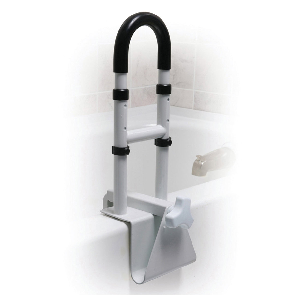 drive Clamp-On Tub Rail, White Steel, 14 17 Inch Height-Bathtub Grab Bar drive White Steel