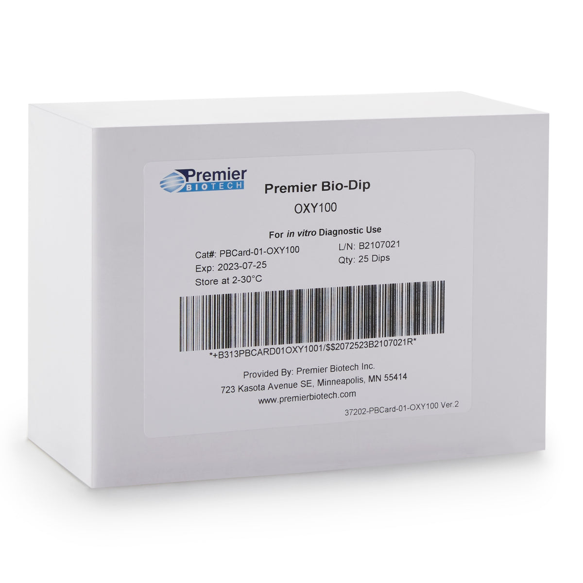 Premier Bio-Dip Single Drug (Oxycodone) Drugs of Abuse Test-Drugs of Abuse Test Kit Premier Bio-Dip Oxycodone (OXY) 25 Tests CLIA Waived