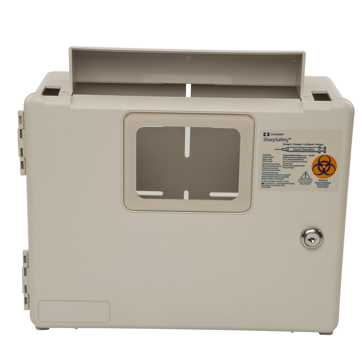 SharpSafety Wall Enclosure, 11 x 5 x 13 Inch-Sharps Container Cabinet / Wall Enclosure Kendall ABS Plastic Wall Mount Locking