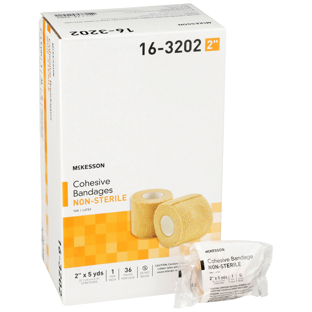 McKesson Self-adherent Closure Cohesive Bandage, 2 Inch x 5 Yard-Cohesive Bandage McKesson 2 Inch X 5 Yard Self-adherent Closure Tan NonSterile Standard Compression