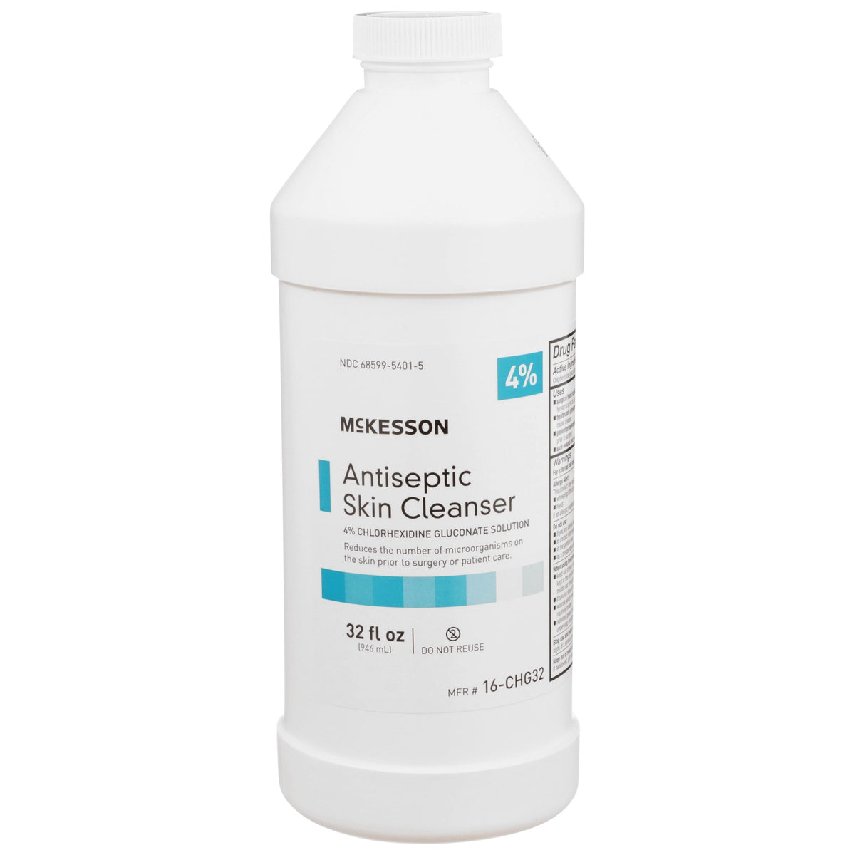 McKesson Antiseptic Skin Cleanser, 32-ounce Flip-Top Bottle-Antiseptic Skin Cleanser McKesson 32 oz. Bottle 4% Strength CHG (Chlorhexidine Gluconate) / Isopropyl Alcohol NonSterile