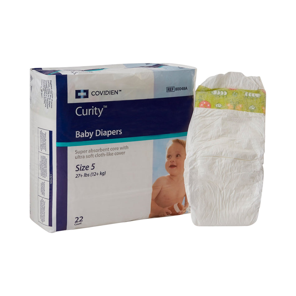 Curity Unisex Baby Diapers, Heavy Absorbency, Disposable, Size 5, 27+ lbs-Unisex Baby Diaper Cardinal Health Wings Size 5 / X-Large Disposable Heavy Absorbency