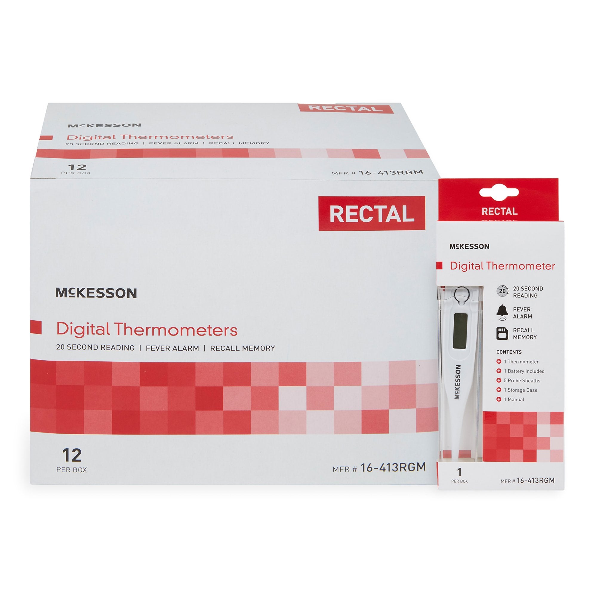 McKesson Digital Thermometer-Digital Stick Thermometer McKesson Oral / Rectal / Axillary Probe Handheld