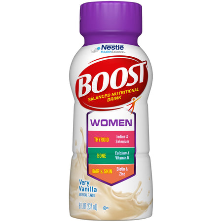 Boost Women Vanilla Balanced Nutritional Drink, 8 oz. Bottle-Oral Supplement Boost Women Very Vanilla Flavor Liquid 8 oz. Bottle