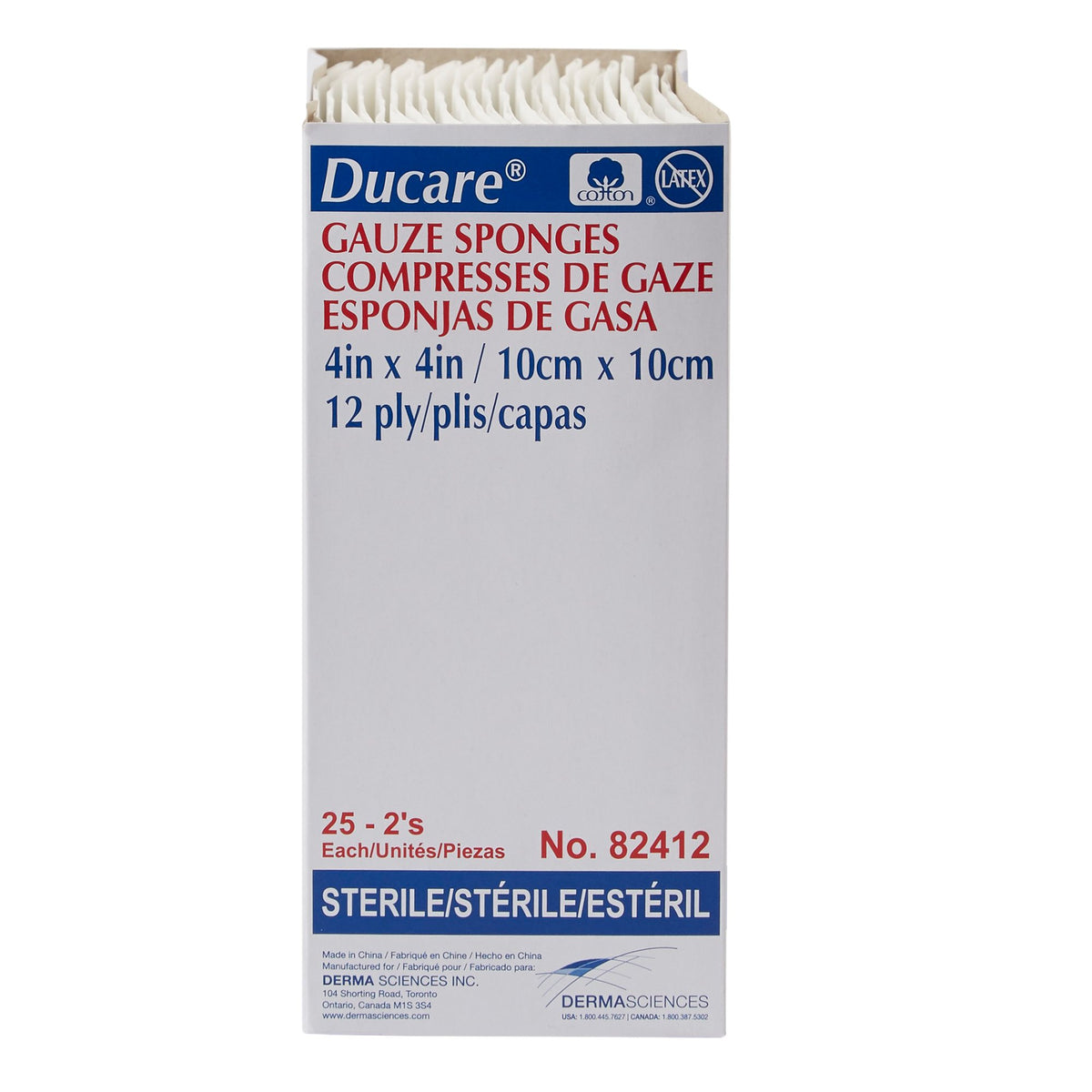 Ducare Sterile Gauze Sponge, 4 x 4 Inch, 12-Ply-Gauze Sponge Ducare 4 X 4 Inch 12-Ply Sterile 2 per Pack