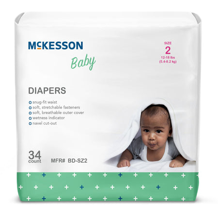 McKesson Baby Diaper, Size 2 for Babies weighing 2 to 18 lbs. - Incontinence>Pediatric Diapers and Training Pants - McKess...