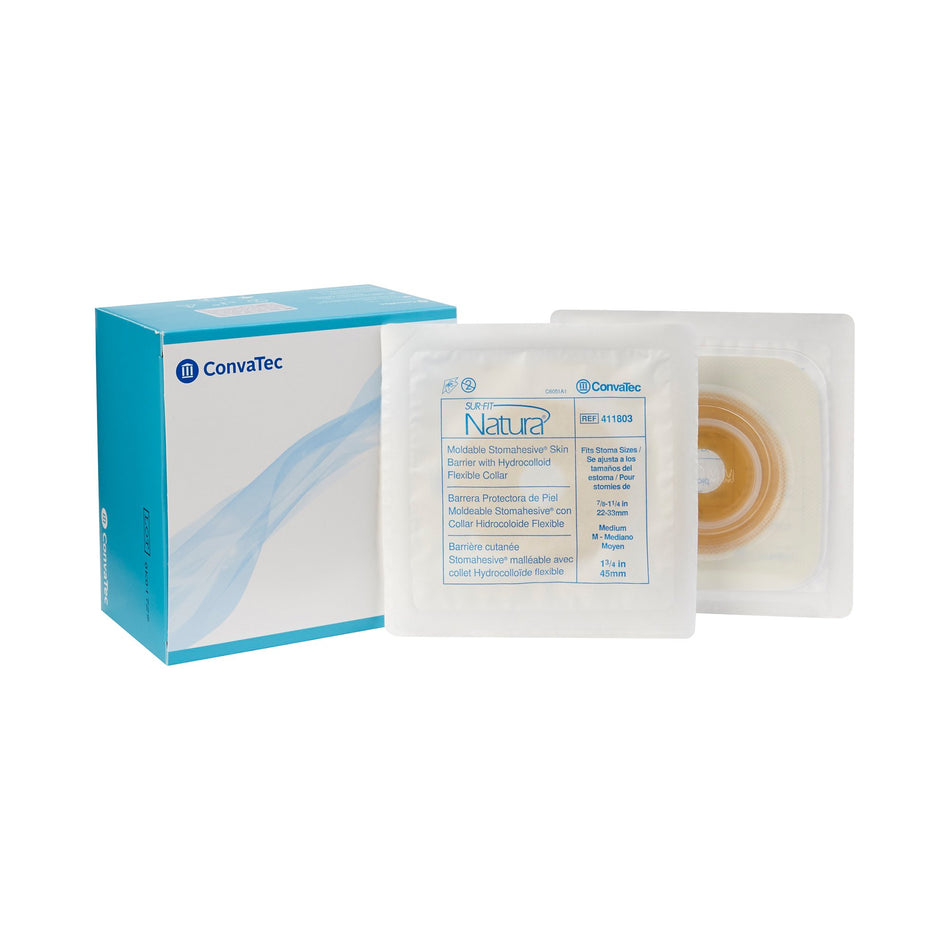 Sur-Fit Natura� Stomahesive� Ostomy Barrier With 7/8-1� Inch Stoma Opening-"Ostomy Barrier Sur-Fit Natura� Stomahesive� Moldable, Standard Wear Without Tape 45 mm Flange Sur-Fit Natura� System Hydrocolloid 7/8 to 1-1/4 Inch Opening"