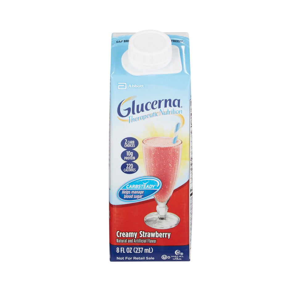 Glucerna Strawberry Therapeutic Nutrition Shake, 8-ounce carton-Oral Supplement Glucerna Therapeutic Nutrition Shake Strawberry Flavor Liquid 8 oz. Carton