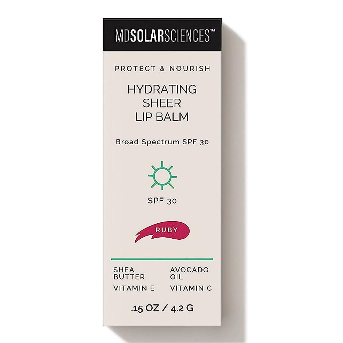 MDSolarSciences Hydrating Sheer Lip Balm, Ruby (Red)-Tinted Lip Balm with Sunscreen MDSolarsciences Hydrating Sheer SPF 30 0.15 oz. Tube