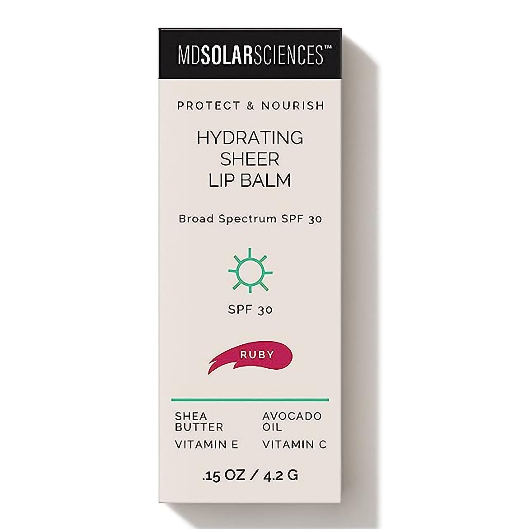 MDSolarSciences Hydrating Sheer Lip Balm, Ruby (Red)-Tinted Lip Balm with Sunscreen MDSolarsciences Hydrating Sheer SPF 30 0.15 oz. Tube