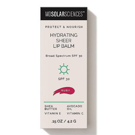 MDSolarSciences Hydrating Sheer Lip Balm, Ruby (Red)-Tinted Lip Balm with Sunscreen MDSolarsciences Hydrating Sheer SPF 30 0.15 oz. Tube