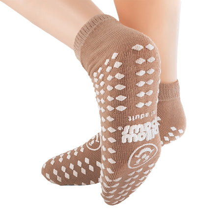 Pillow Paws Ankle High Double Imprint Terries Slipper Socks, X-Large-Slipper Socks Pillow Paws 360 Imprint Unisex Adult X-Large All Around Tread Single Patient Use Tan