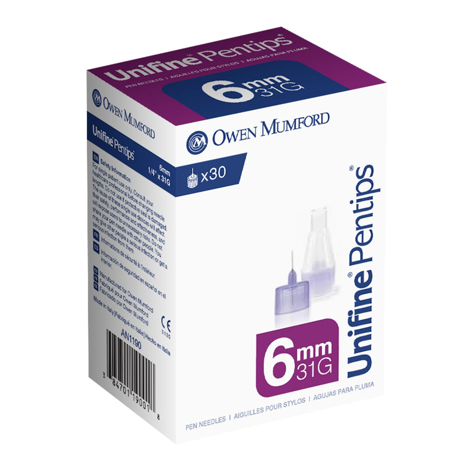 Unifine Pentips Standard Insulin Pen Needle, 31 Gauge, 6 mm Length-Standard Insulin Pen Needle Unifine Pentips 31 Gauge 6 mm Length NonSafety