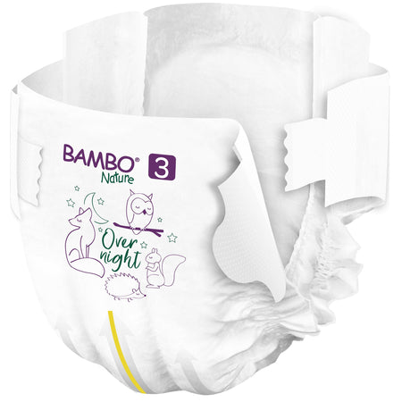 Bambo Nature Overnight Diapers, Size 3-Unisex Baby Diaper Bambo Nature Size 3 Disposable Heavy Absorbency