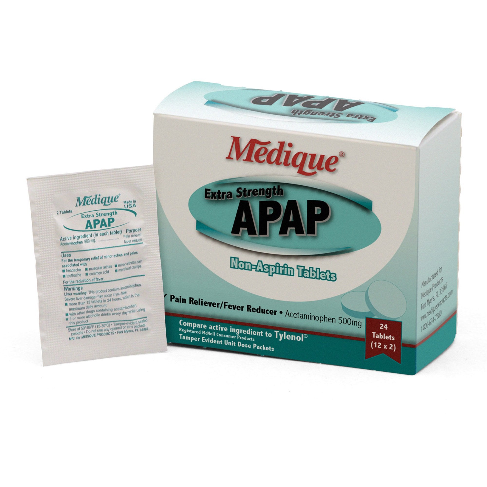 APAP Extra Strength Pain Relief-Pain Relief APAP Extra Strength 500 mg Strength Acetaminophen Unit Dose Tablet 12 per Box