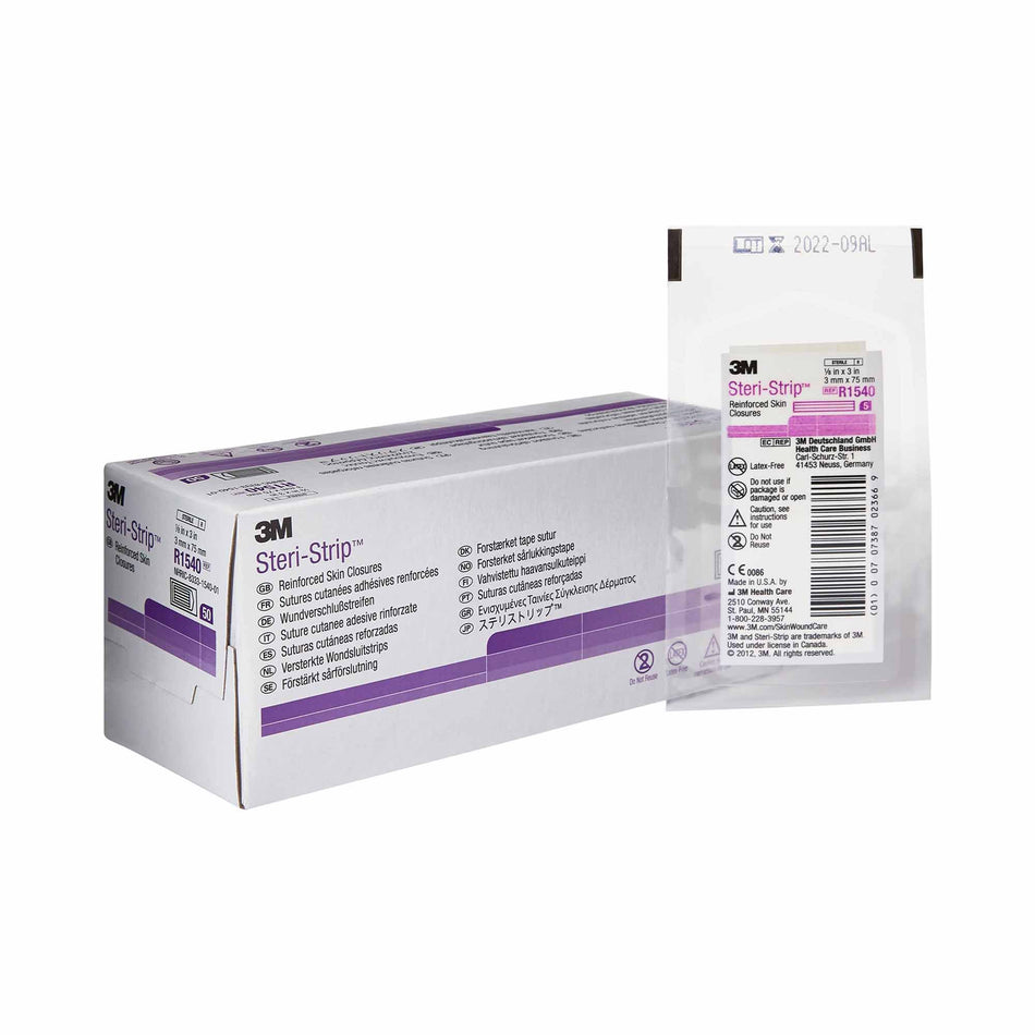 3M Steri-Strip Skin Closure Strips, nonwoven Material, Reinforced Strip, White-Skin Closure Strip Steri-Strip 1/8 X 3 Inch Nonwoven Material Reinforced Strip White