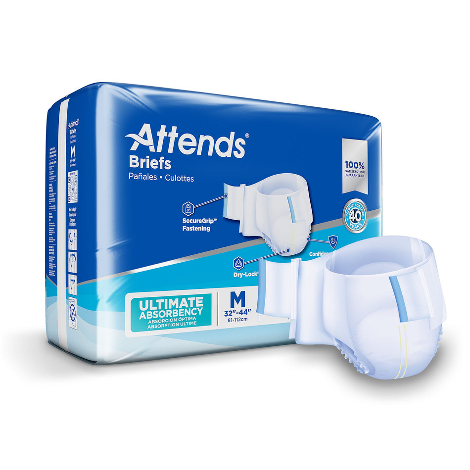 Attends Advanced Briefs, Medium-Unisex Adult Incontinence Brief Attends Advanced Medium Disposable Heavy Absorbency